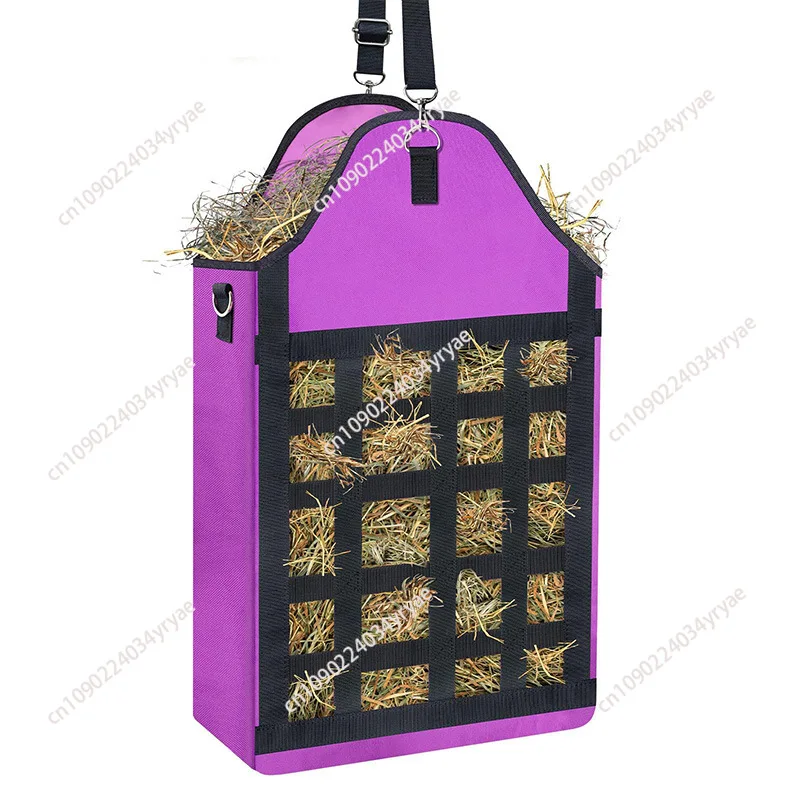 Large Capacity Feeding  Portable Horse Straw Bag Withered Grass Storage Checked Horse Hay Bag