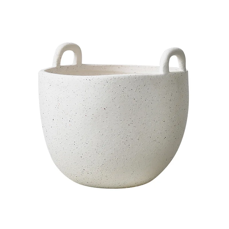 

Handmade ceramic flower pot large diameter ceramic high-end binaural basket home set pot large floor-to-ceiling large