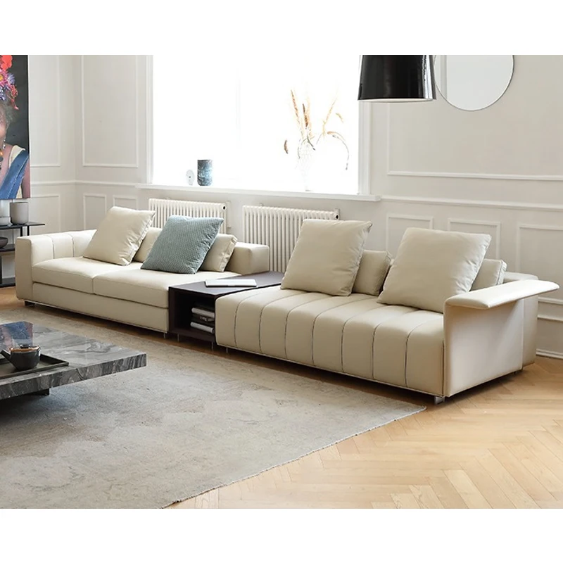 &Italian Style Sectional Sofa Furniture Leather Corner Sofa Couch Luxury Villa Living Room L Shaped Sofa Set