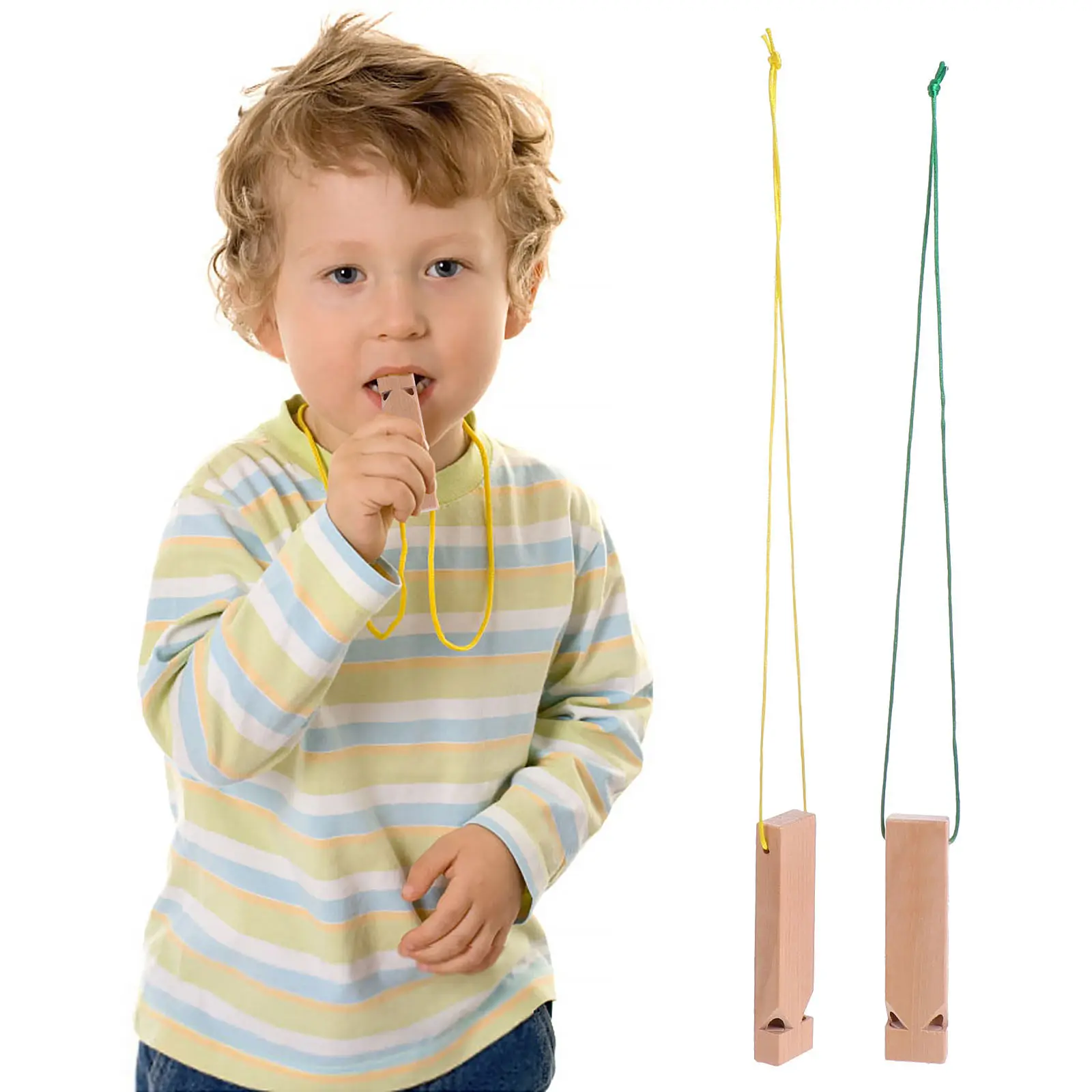 2pcs Wooden Whistle Set for Kids – Natural Wood, Train Sound, Musical Toy for Early Development & Holiday Gift