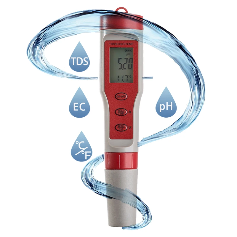 tds ph 9908 multifunctional 6 in 1 units Water quality tester conductivity pH/TDS/EC/TEMP meter ph pen tester digital