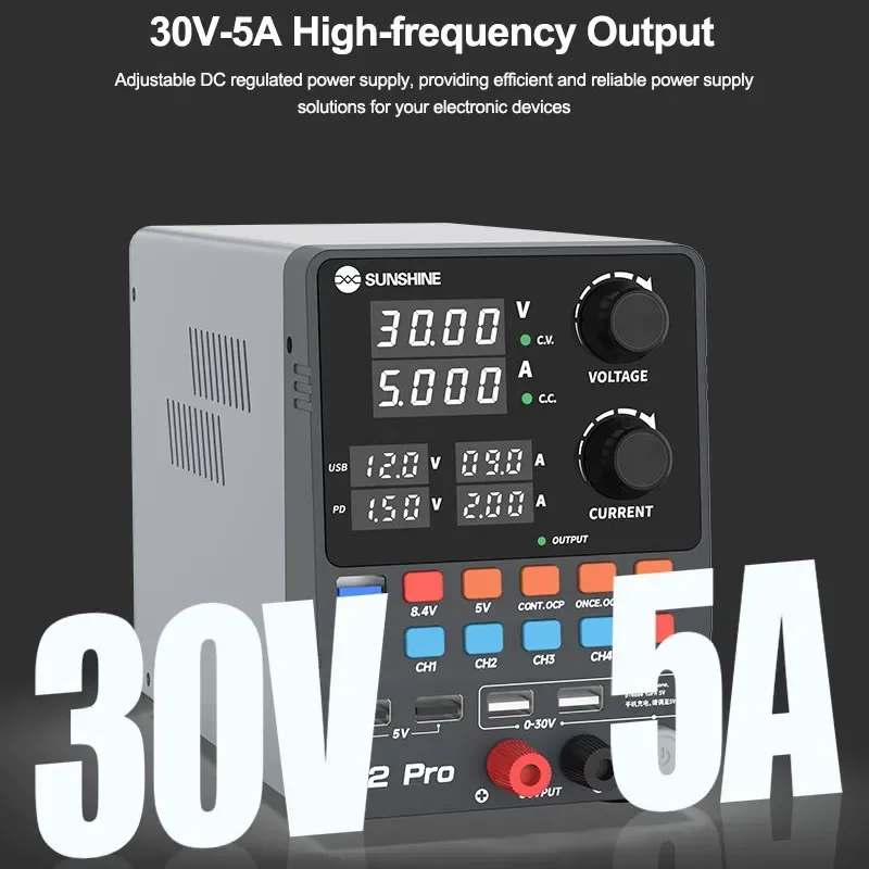 SUNSHINE P2 Pro Toroidal Transformer Power Supply With Four-digit Display For Mobile Phone Fast Charge Repair Power Supply