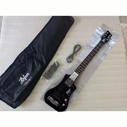 Mini Electric Guitar with High Gloss Black Color, Easy Taking Travel Guitar, Free Cotton Soft Bag, 34 in, 6 Strings