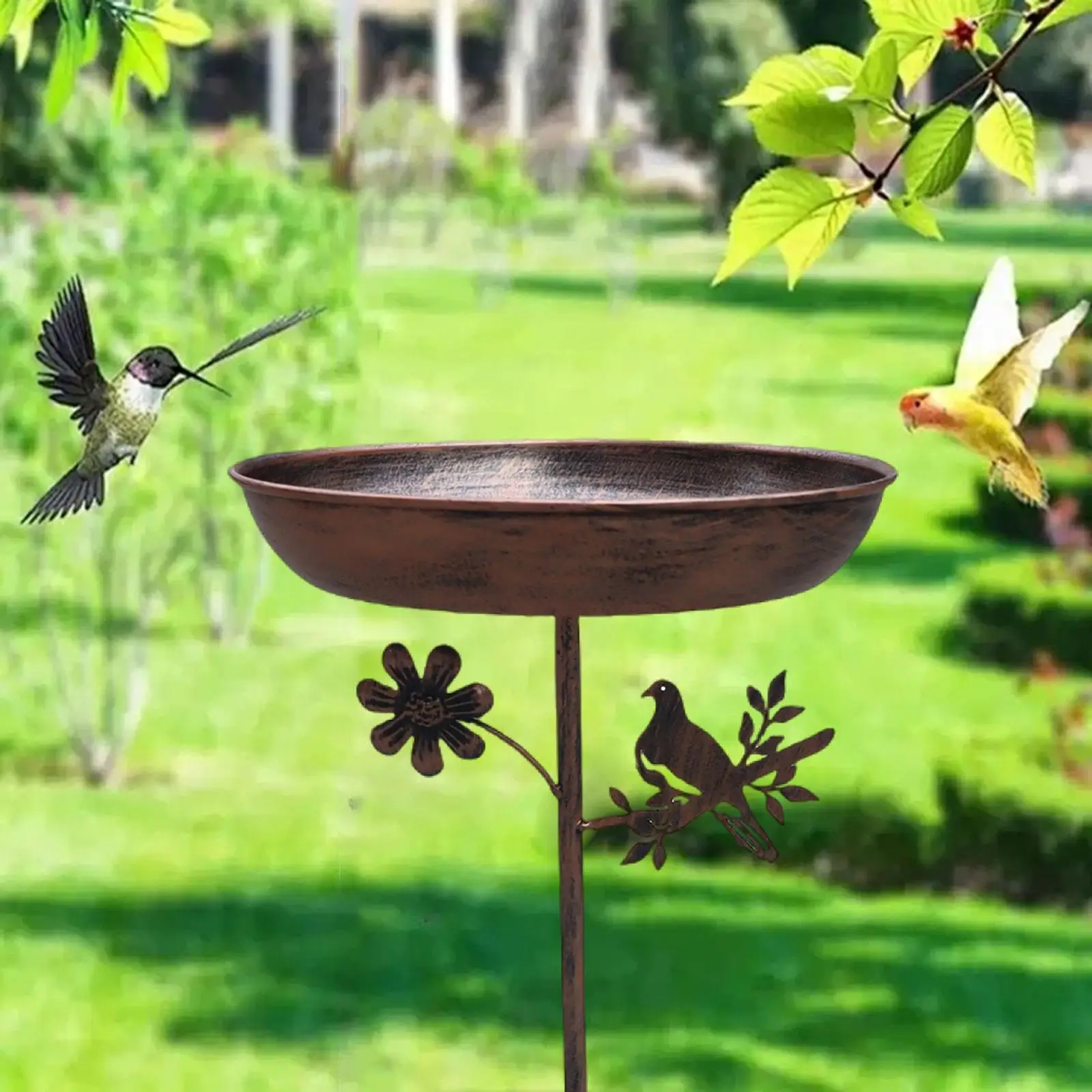 

Bird Feeder Tray with Stake, Garden Feeding Station ,Porch Water Bowl ,Park Deck Outdoor Gift Freestanding Bird Bath Bowl