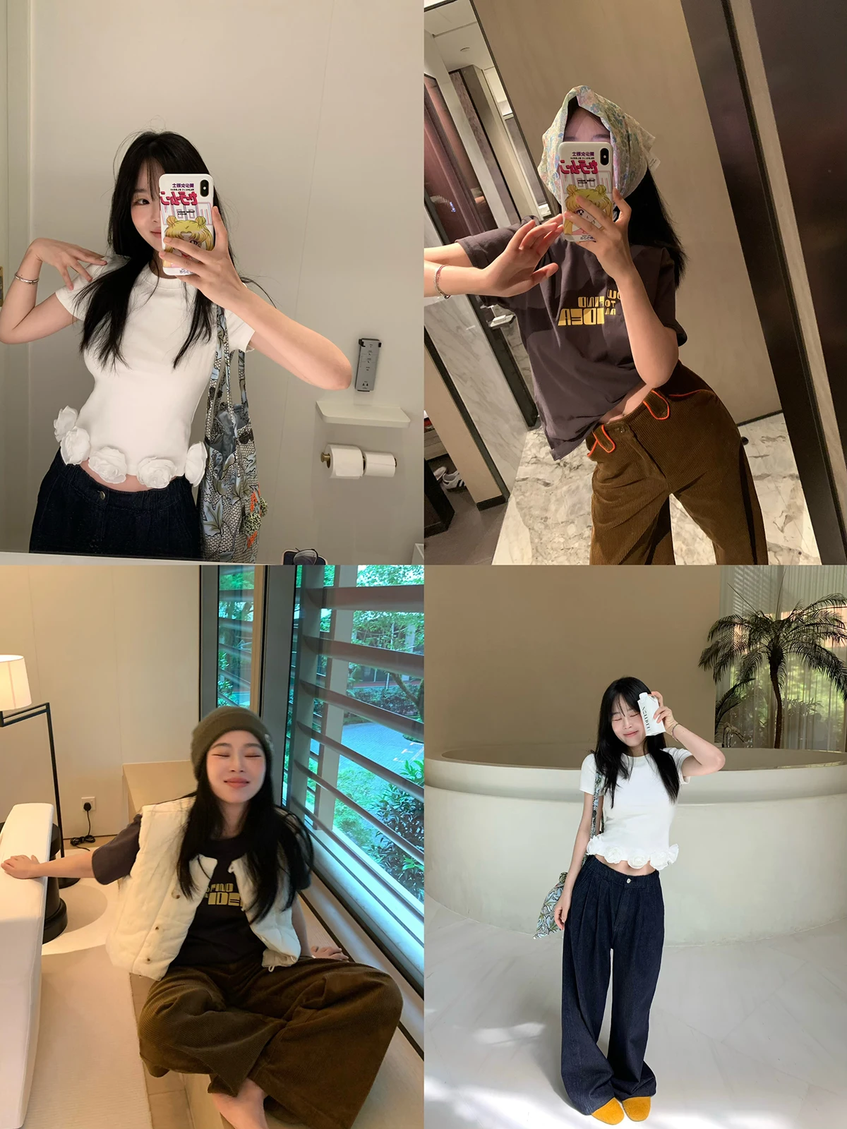 

Handmade White Rose And Waed We ey Print ort T-irt Women's Design Sensation Top Cotton round Ne ort Sve