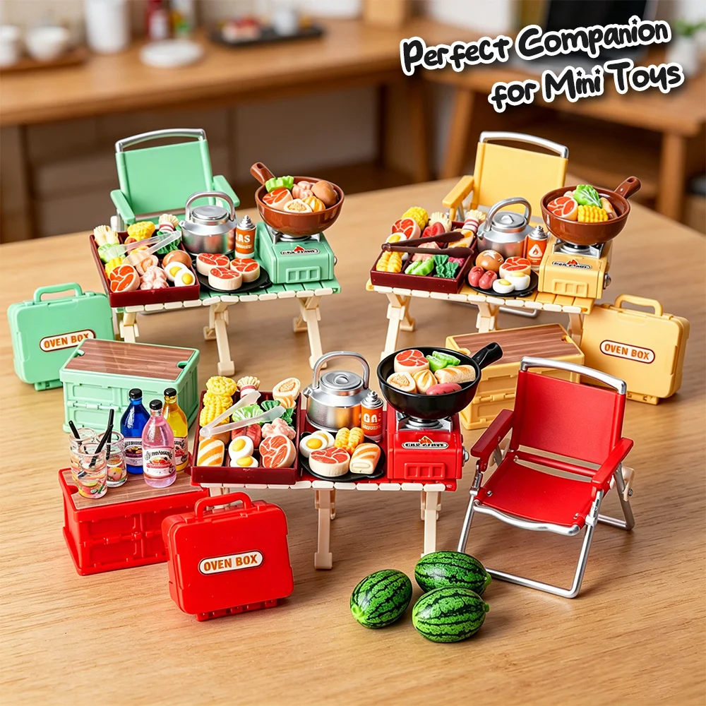 Miniature Camping Picnic Model Set, Dollhouse Accessories, DIY Craft Decorations, Photography Props, Tiny Landscape Ornaments