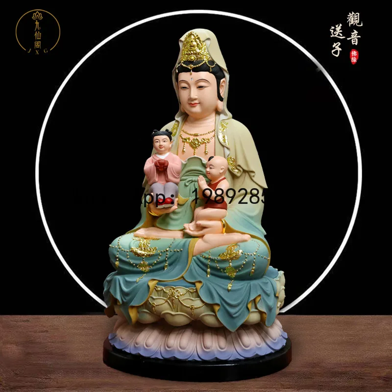 Fx guanyin bodhisattva buddha statue for boys and girls to pray for dragon and phoenix female resin home worship for home