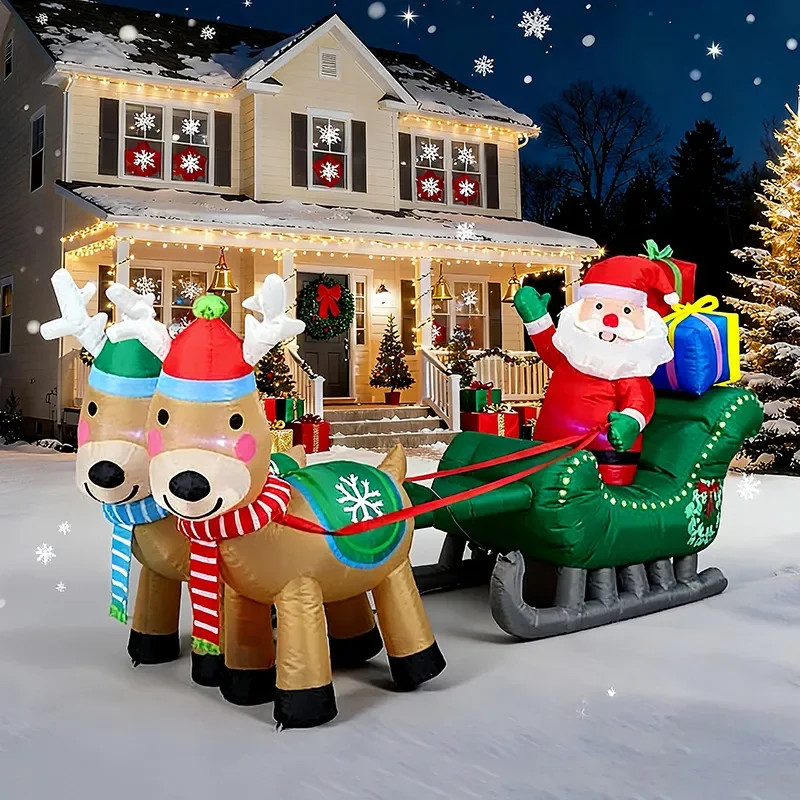 24m-inflatable-christmas-reindeer-sleigh-with-led-lights-santa-gift-box-outdoor-garden-yard-holiday-decoration-ornament