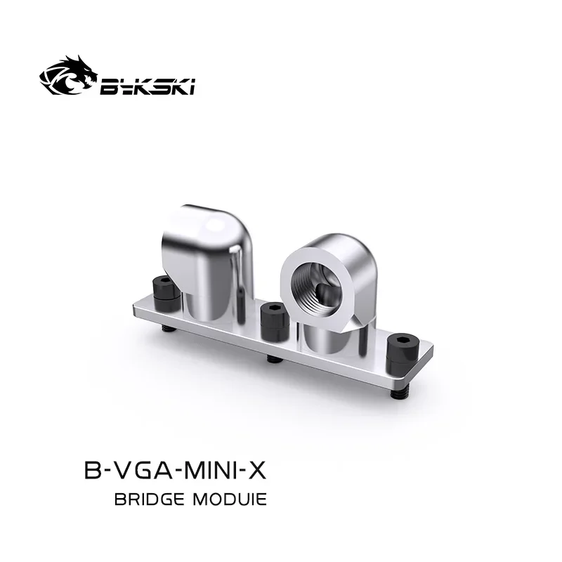Bykski B-VGA-MINI-X G1/4 ''360 Terminal giratorio/puente de bloque GPU/instalar adaptador de enfriador de agua cambio de dirección negro plata