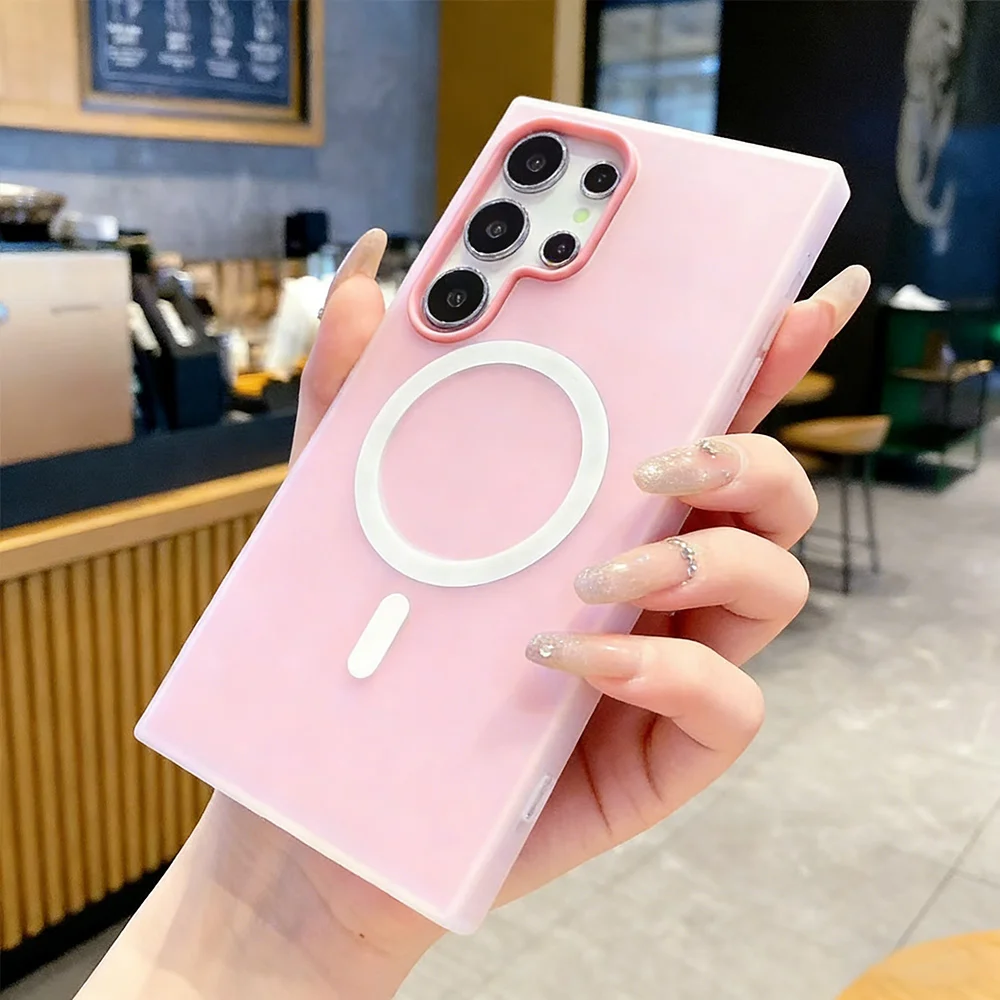 Liquid Silicone Magnetic For Magsafe Case For Samsung S26 S25 S24 S23 S22 Ultra Plus Edge FE Candy Color Wireless Charge Cover