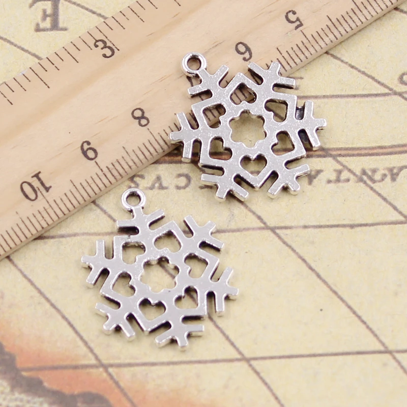 10pcs Charms Snow Snowflake 29x23mm Tibetan Silver Color Pendants Antique Jewelry Making DIY Handmade Craft