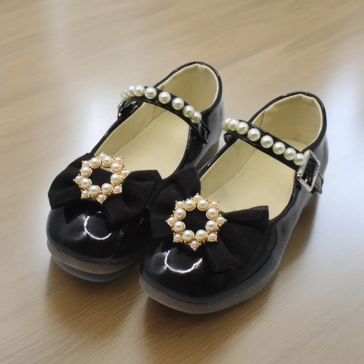 

Kids' Casual Shoes PU Leather Crystal Bow Pearl Summer Shoes For Girls Breathable Anti-slip Flat White Black Red Size26-36