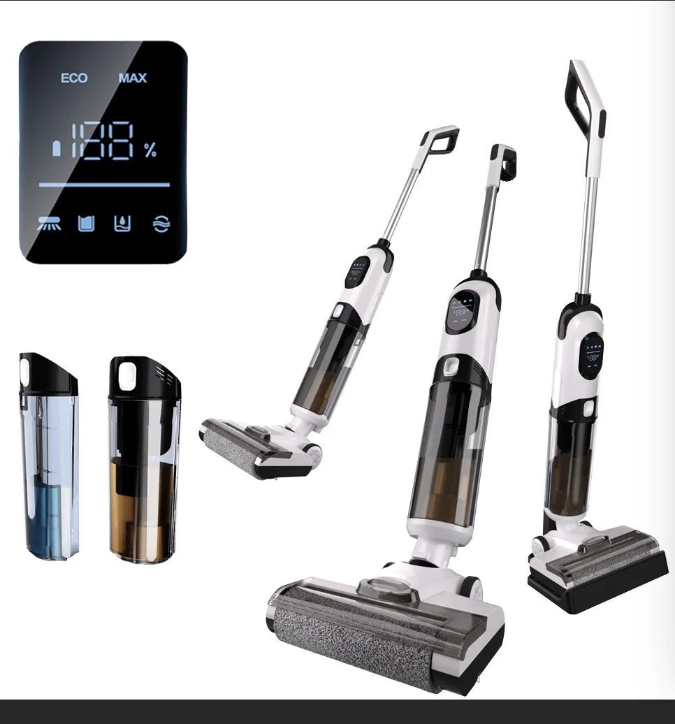 Cordless 170W Brushless Motor Smart Self-Cleaning Dry/Wet Vacuum Mop 15kPa Suction Voice Assistant for Hard Floors Hotel