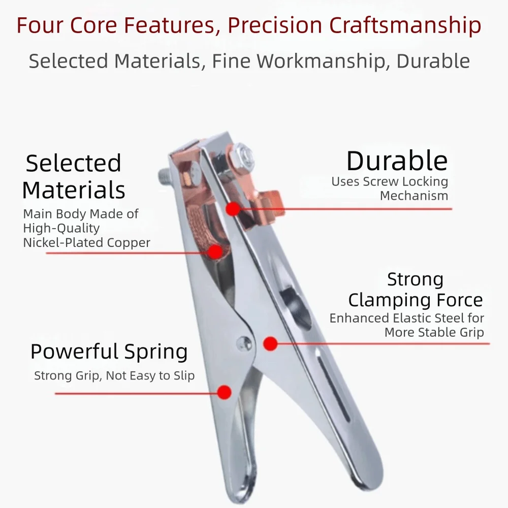 300A Capacity Welding Clamps Lightweight Design Strong Clamping Force Grounding Clamp Conductive Material Brass Tip
