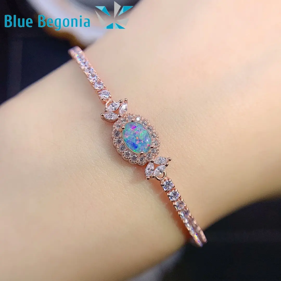 

Natural Opal Bracelets 925 Silver 5*7mm Gemstone Fine Jewelry for Women Anniversary Gift