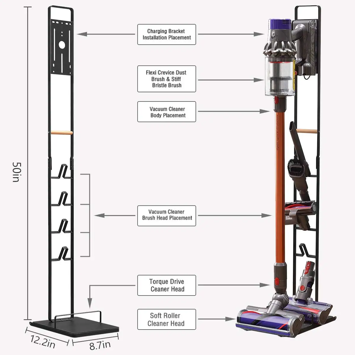 Stable Metal Vacuum Stand for Dyson, Storage Bracket, Handheld, Dyson V15, V11, V10, V8, V7, V6, DC30, DC31, DC34, DC35, DC5