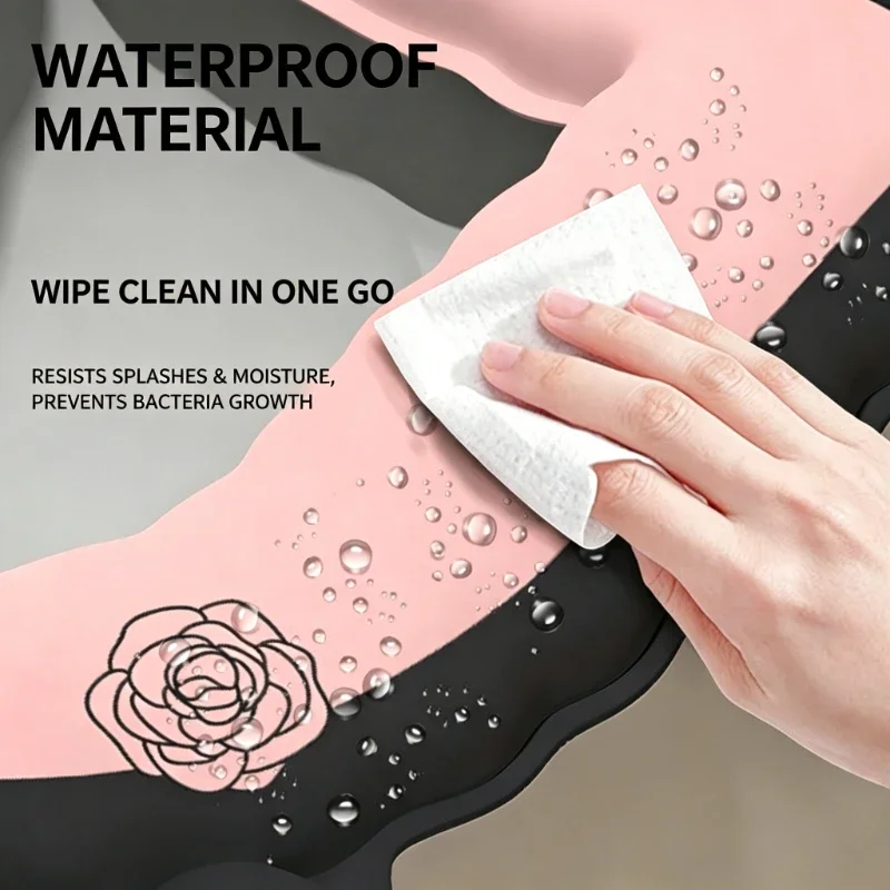 Floral Print Toilet Seat Cover Waterproof Surface Reusable Pads Bathroom Decor Accessory Resistant To Deformation Soft Cushions