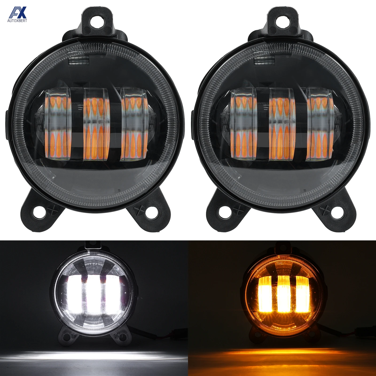 2pcs Car Front Fog Lamp For Lada Priora Chevrolet Niva LED Fog Lights Headlight DRL White Amber Running Light Car Driving Light