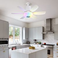 2 in 1 RGB Ceiling Fan Light with Bluetooth Music Remote Control Hanging Fan with LED Light Speed Adjustable Eye Protection