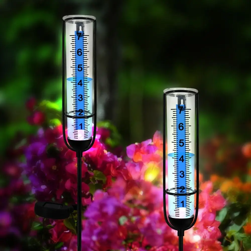 

Solar Rain Measure Gauge Large Clear Numbers Fence Mounting Bracket Rain Meter Adjustable Height Freeze-Proof Outdoor Rain Gauge
