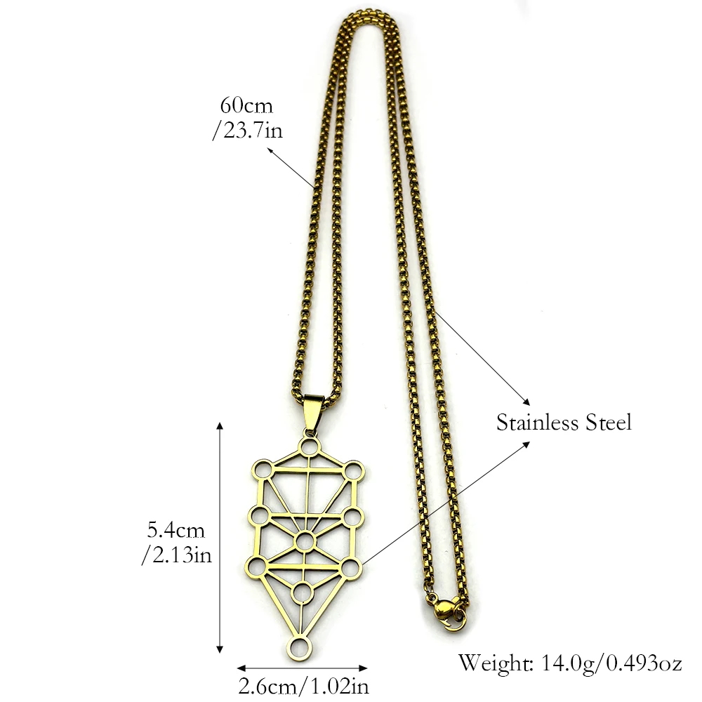 Yoga Kabbalah Sephirot Chakra Baum des Lebens Anhänger Halskette für Frauen Cabala Edelstahl Gold Farbe Hohlkette Schmuck – Detail 3