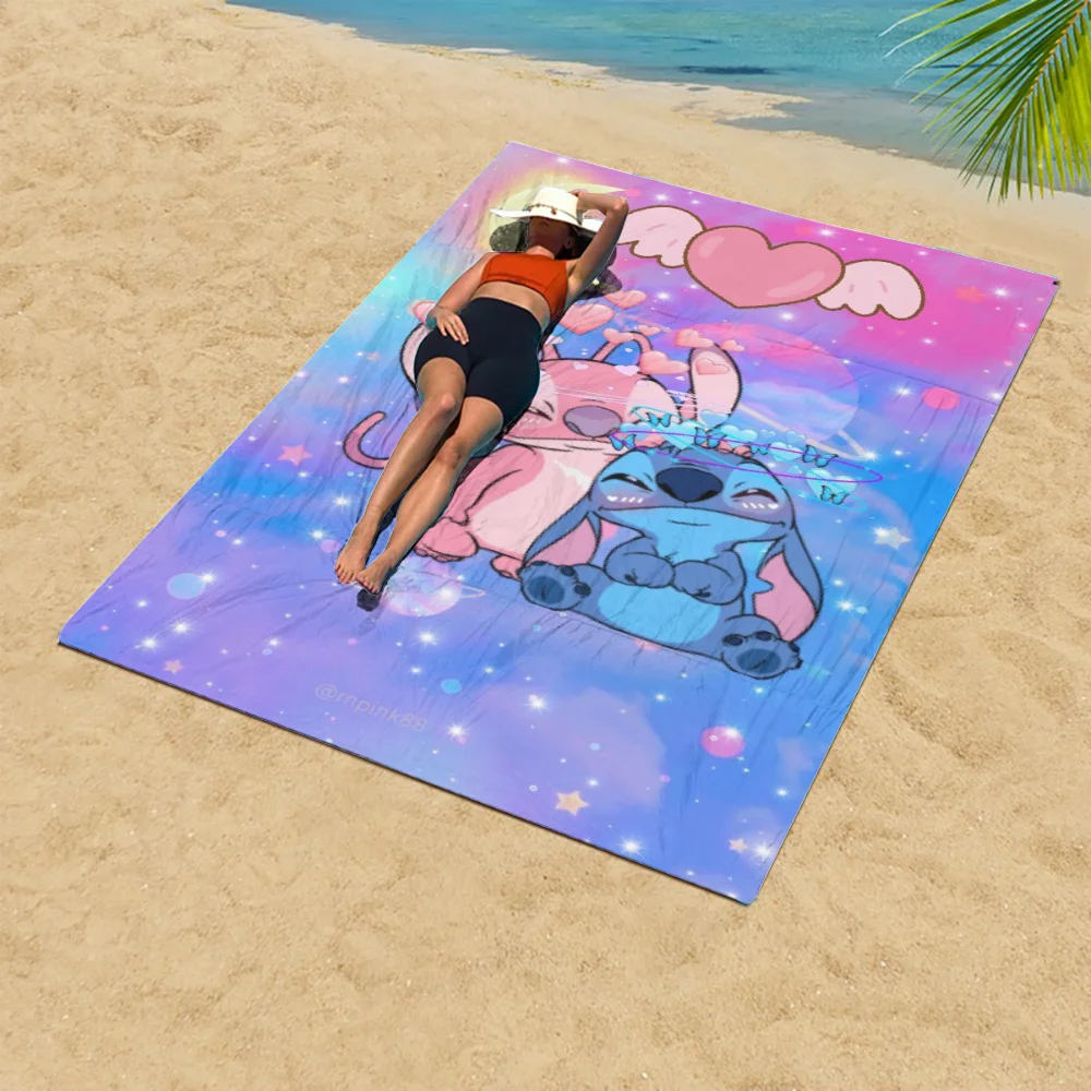 1 PC Stitch Cartoon Disney Collection Beach Towel - Super Absorbent, Quick Dry, Lightweight, Soft & Oversized Microfiber Beach B