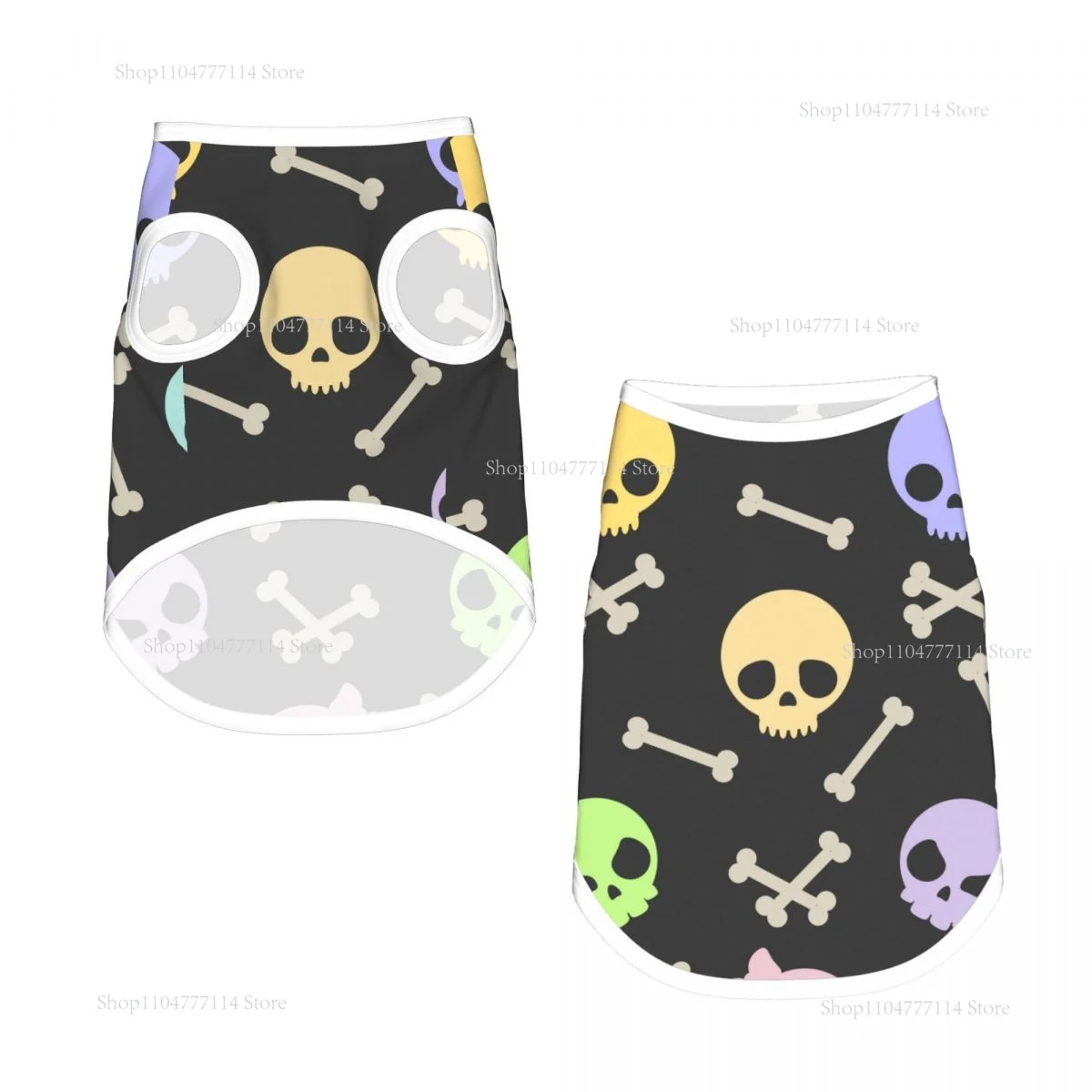 Summer Cat Dog Clothes Breathable Dog Vestes Puppy Cats Vest Chihuahua Cute Cartoon Skull And Bones Pug Sport Shirts