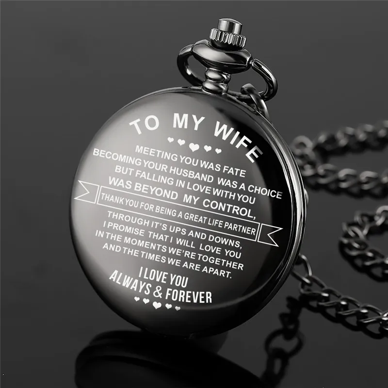 To My Wife I Love You Always Forever Design Horloges Dames quartz analoog zakhorloge met fob-ketting Beste cadeau voor koppelliefhebber