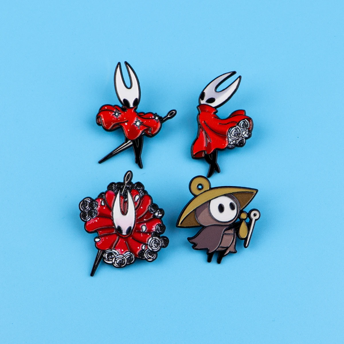 4pcs/set Adventure Swordsman Enamel Pins Red Metal Brooch Backpack Hat Bag Collar Lapel Badges Fashion Jewelry Collection Gift
