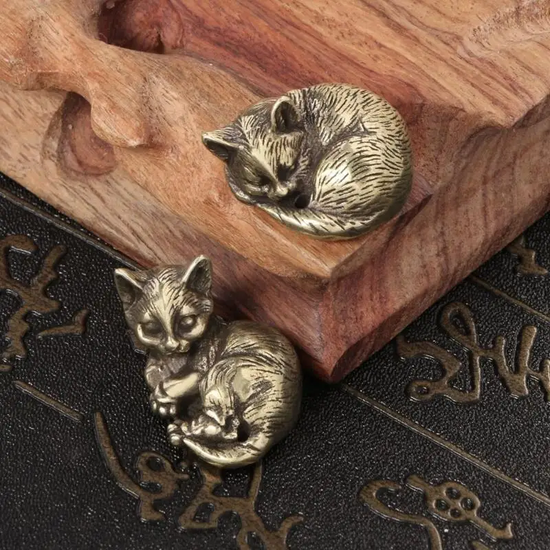  Decorative Animal Figurine Teas Pet Miniature Cats Sculpture for Car Interior and Desk Decoration Desktop Ornament