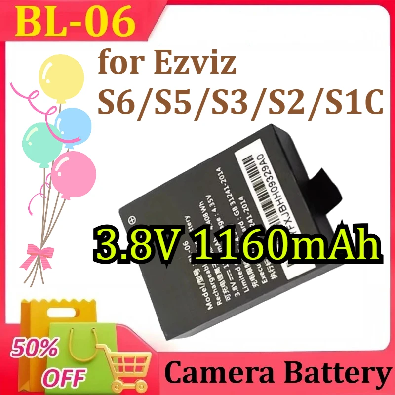 

NEW BL-06 for Ezviz S6/S5/S3/S2/S1C Camera Battery 3.8V 1160mAh