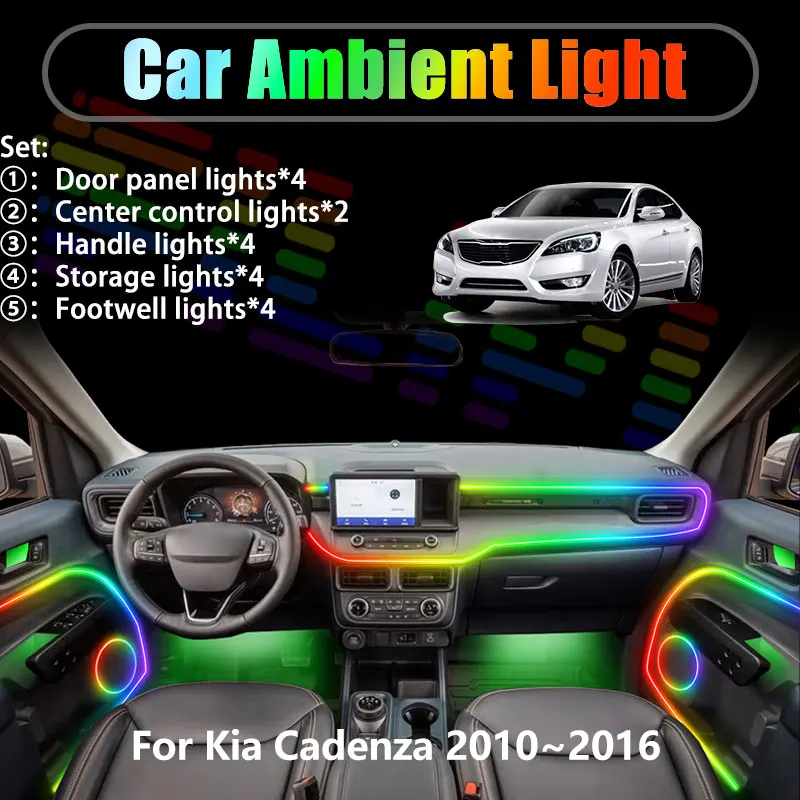 Фото Для Kia Cadenza 2010~2016 MK1 1-го поколения MG 2011 2/18: Комплект светодиодной подсветки салона и багажника USB RGB с эффектом потока