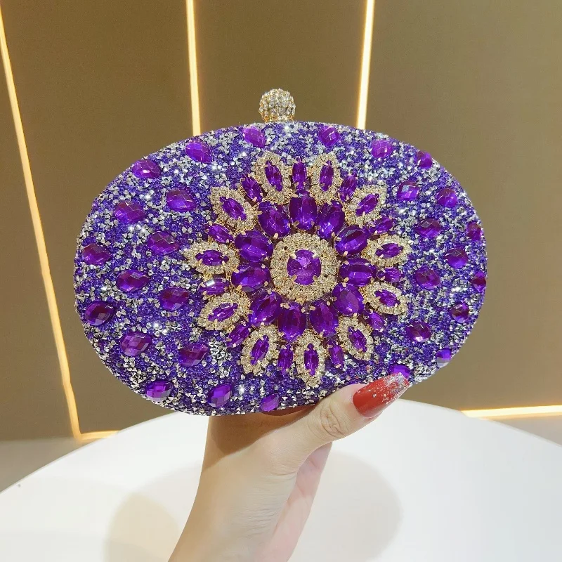 Diamond Sunflower Dress Banquet Bag Luxury socialite temperament Versatile diamond studded diagonal cross sma