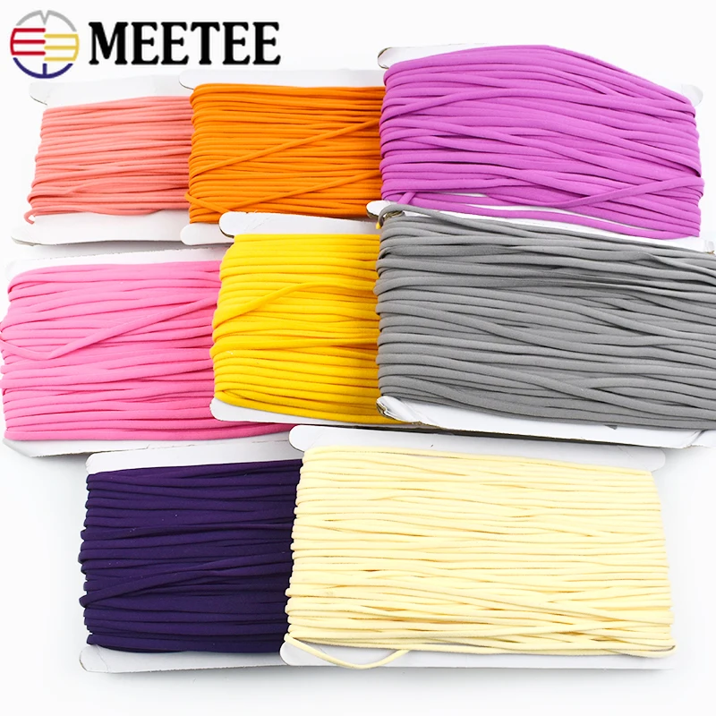5-20M 3/5mm Elastic Band Hair Ring Shoes Round Ropes Cord Soft Rubber Bands Bra Mask Cap Nylon Elastics Rope Sewing Accessories