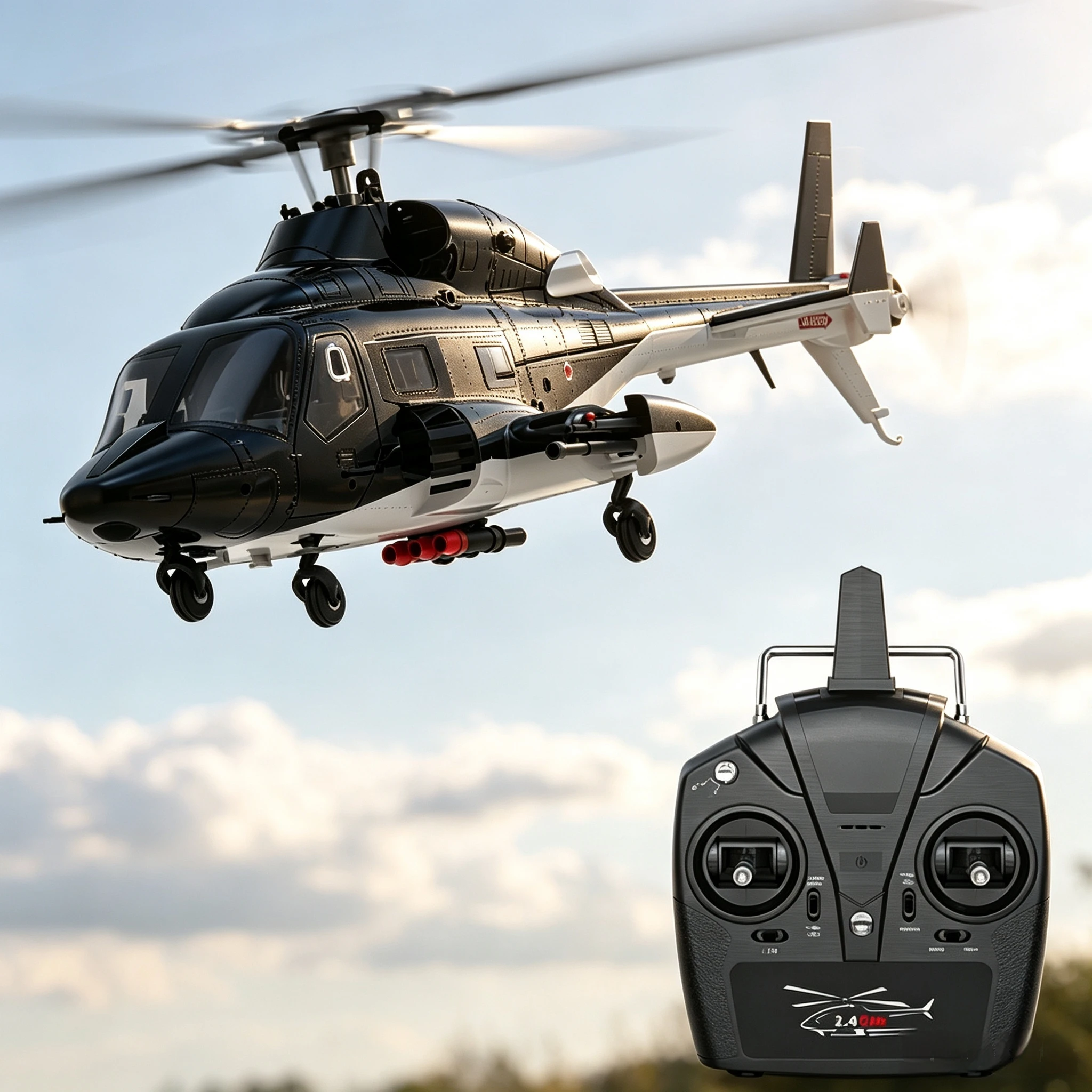 YXZNRC New Air Wolf F02 Optical Flow Version Of The Flying Wolf Armed 6 Channel Remote Control Helicopter Model Hovering Toy