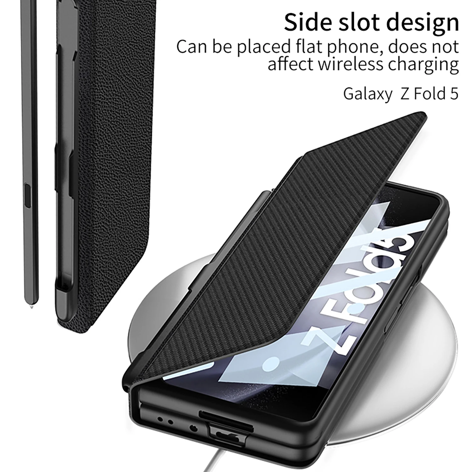For Samsung Galaxy Z Fold 5 Case Matte Magnetic Folding Bracket Flip Leather Pen Slot Holder With Tempered Film Cover Accessory