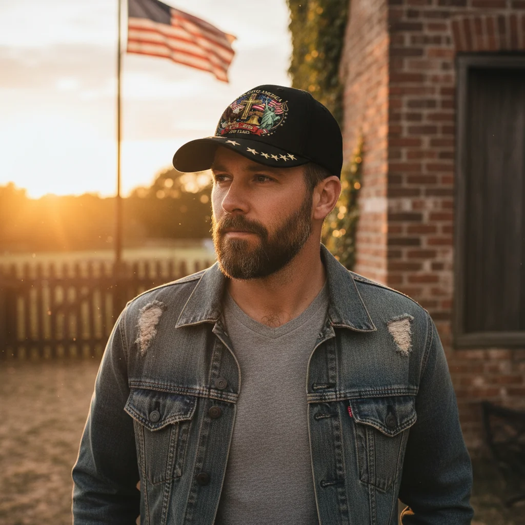 

Бейсболка из стираного хлопка для мужчин с принтом орла и американским флагом, регулируемая, удобная посадка для взрослых