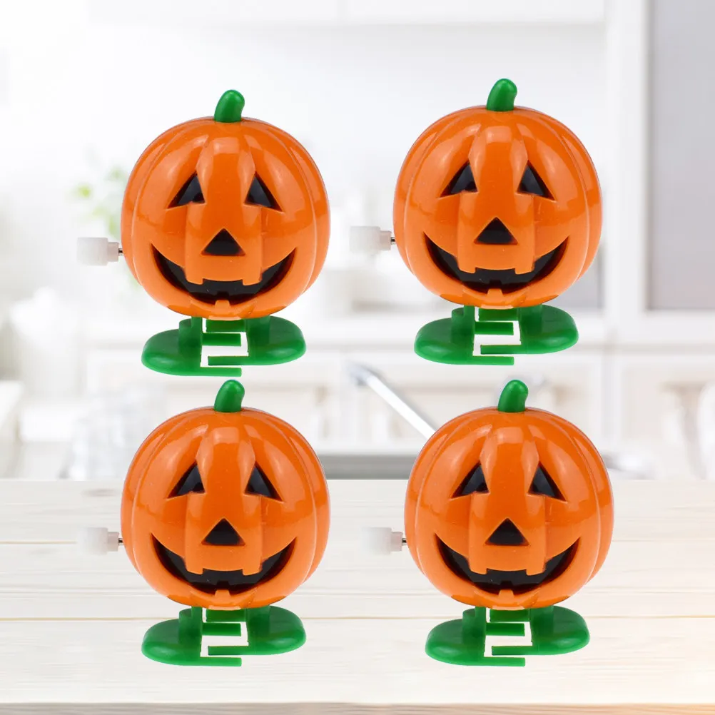 4Pcs Wind-Up Halloween Pumpkin Clockwork Pumpkin 5x4cm Bright Favor Safe Kids Gift Halloween Party Favor