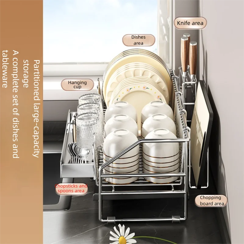 WV Home Counter Drain Rack for Bowls Kitchen Utensils Tableware - Storage for Knife And Cutting Board