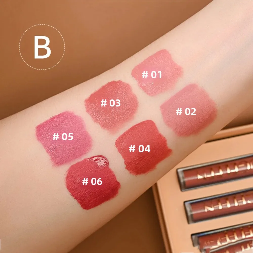 6Pcs/SET Liquid Velvet Matte Lip Gloss Red Lipstick Nude Makeup Women Long Lasting Waterproof Beauty Cosmetics