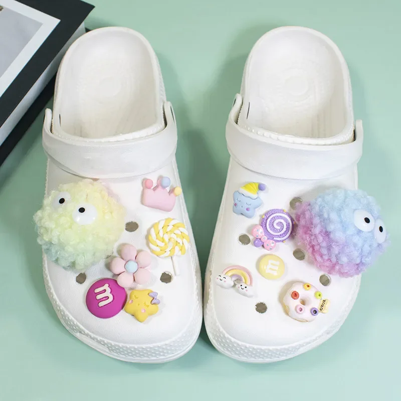 DIY Black Plush Ball Shoes Charms for Furry Ball Cute Hole Shoe Charms Designer Lovely Accessories All-match Hot Sale 2024 image 3