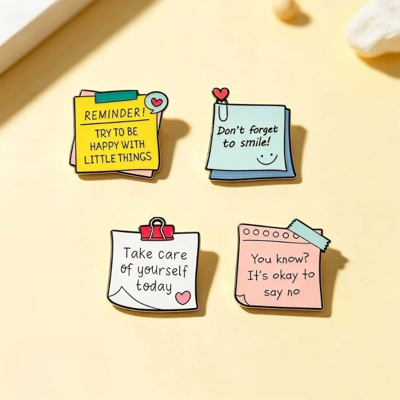 New Inspirational English Word Note Design Brooch Fashion Enamel Metal Badge Pin for Gift DIY Clothing Bags Hat Scarf Decoration
