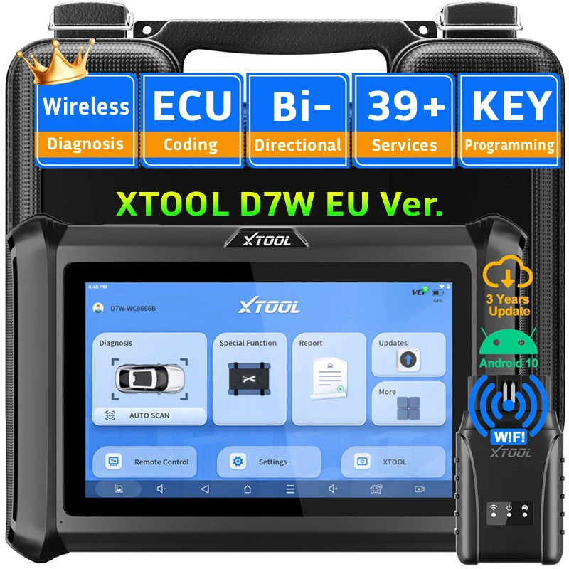 EU Shipment XTOO D7W EU Bi-directional Control Full System Diatnostic Tools ECU Coding OBD2 Scanner for All Cars with 39+ Reset