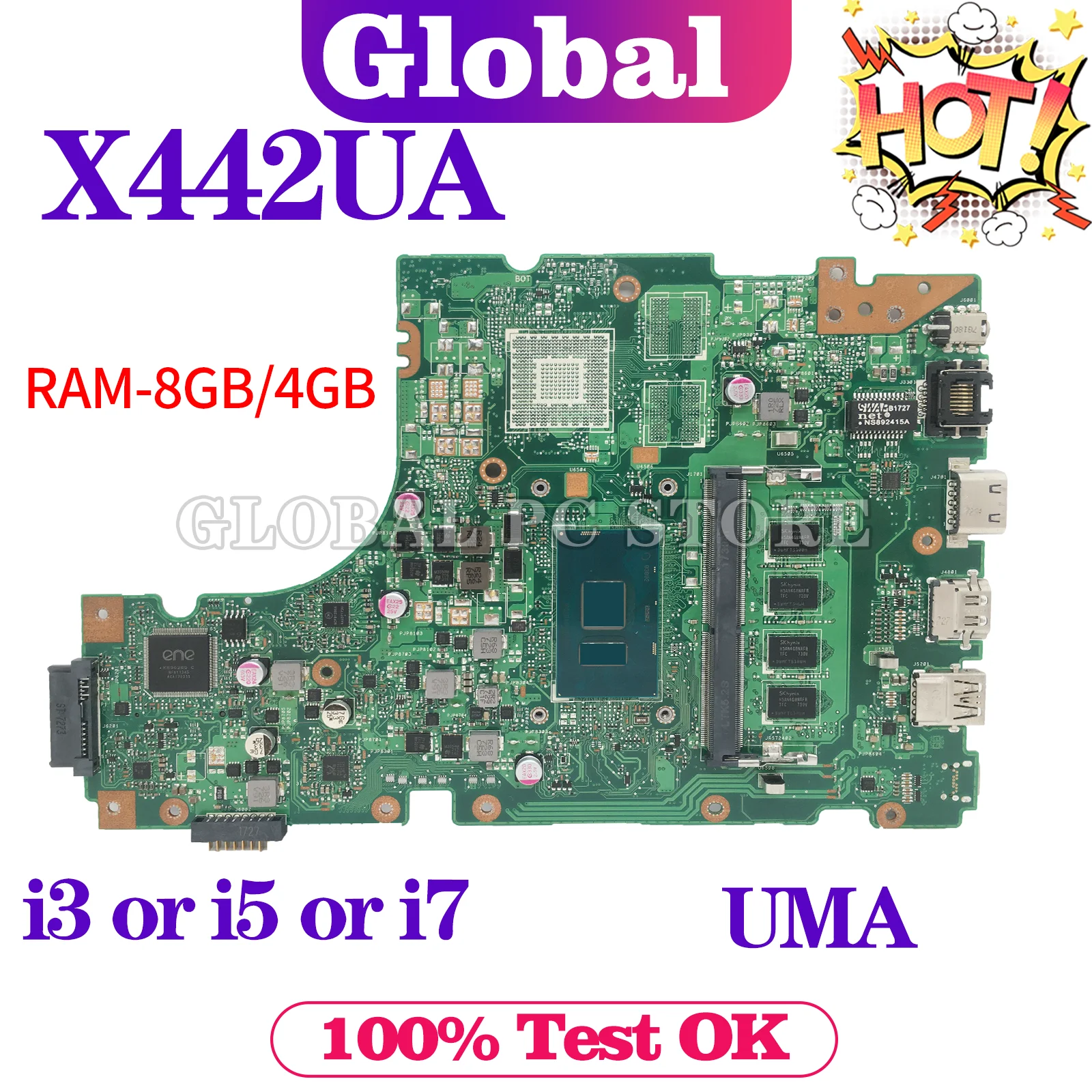 X442UQ Mainboard Kompatibel X442U F442U A442U A480U R419U Laptop Motherboard X442UN X442UQR X442URR X442UR X442UF X442UA X442UAR