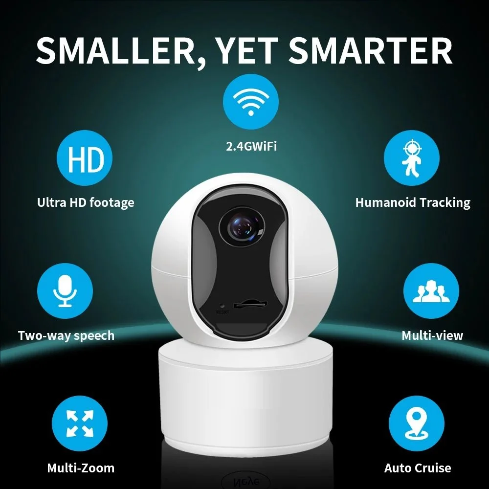 8MP 4K WiFi Security Indoor Camera 10X Digital Zoom Pan Tilt IP Camera Ai Automatic Tracking Night Vision Intercom Security