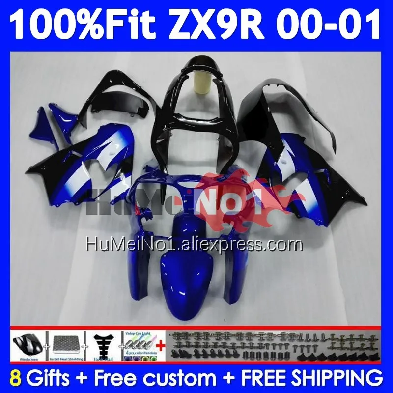 Injection Body For KAWASAKI NINJA ZX900 ZX 9R 900 CC 9 R 214No.12 White blue ZX9 900CC ZX-9R ZX9R 00 01 2000 2001 OEM Fairing