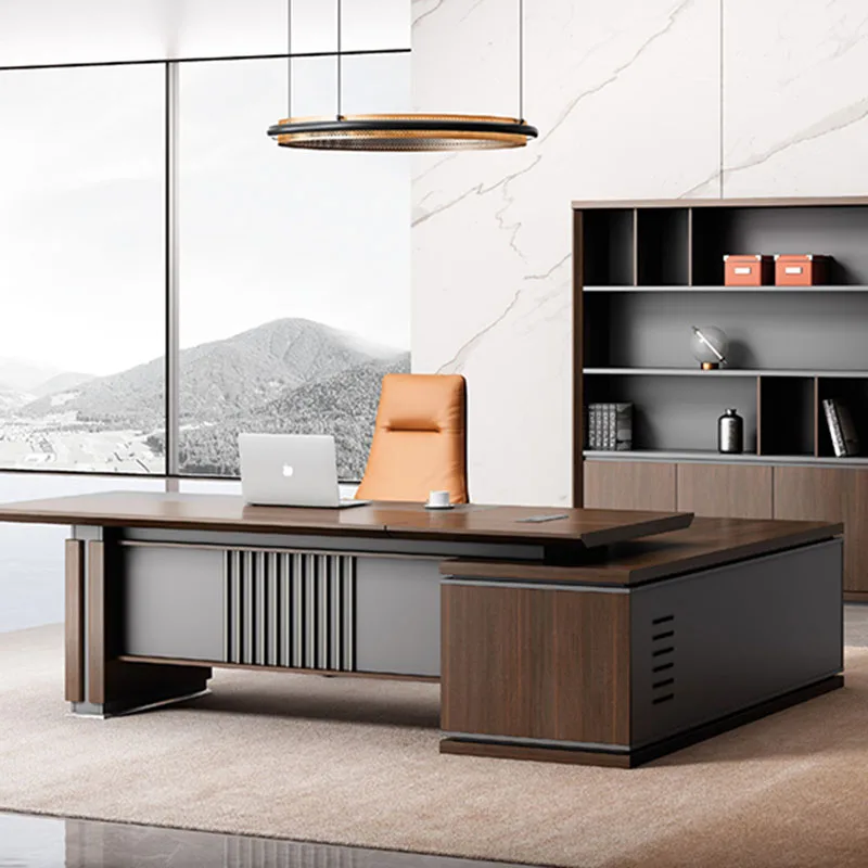 

Drawer Wooden Office Desk Computer Lshaped Minimalist Office Desk Luxury Space Saving Escritorio Oficina Commercial Furniture