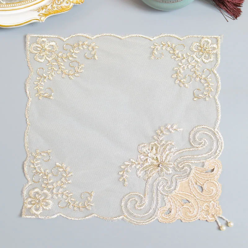 Popular flowers beads Embroidery table cloth cover wedding dining tablecloth kitchen Christmas Table decoration and accessories