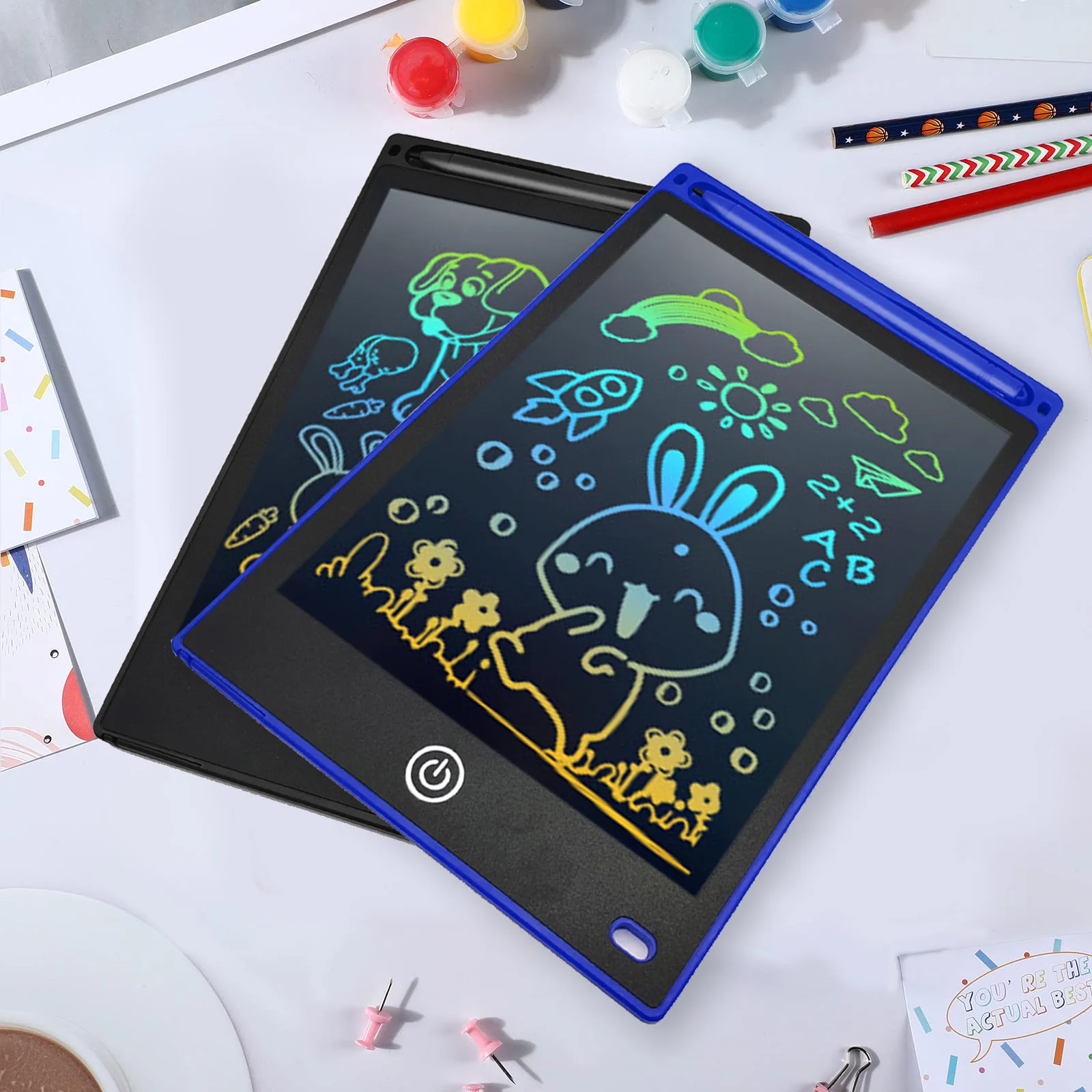 Tablero de dibujo electrónico de 12 pulgadas, tableta de escritura para niños, tablero de garabatos con pantalla colorida, aumento de brillo en un 20%