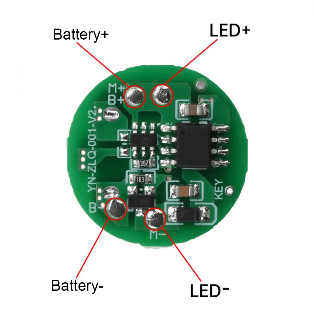 3-4.2V Flashlight Driver Board Diy Circuit Board 3 Gear 5W-10W Type-C Charging Port Integrated Charging and Discharging Module